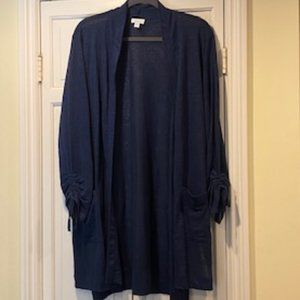 J. Jill Linen Knit Cardigan Navy (L)